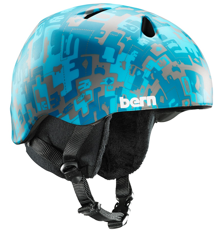 Bern Nino Kid's Ski/Snowboard Helmet, S/M, Blue Camo, Zip Mold